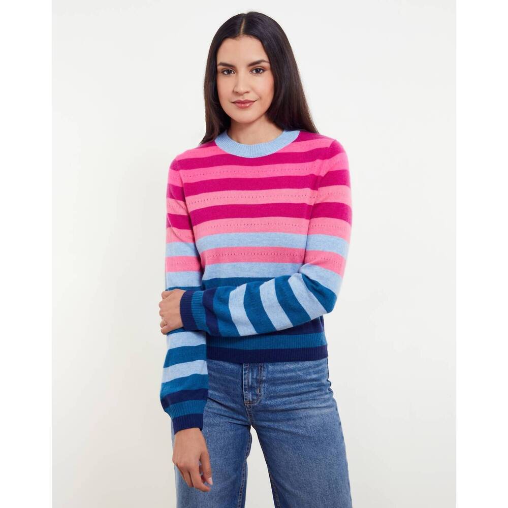 NEW &ISLA ariana striped cashmere sweater in midnight multi